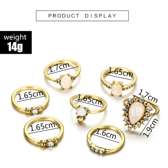 7 Piece Antique Opal Ring Set - Picture 5 of 5